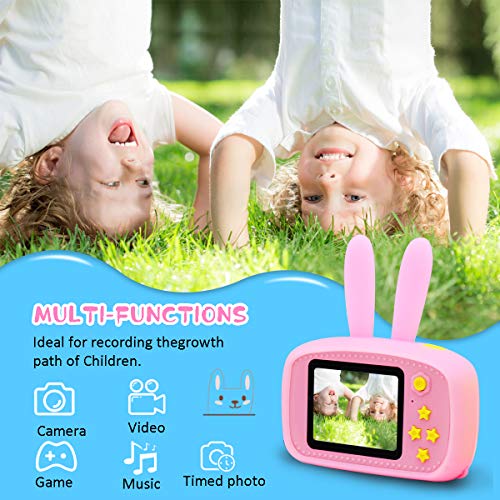 PUZ TOY Mini cámara Fotos Infantil Juguetes niños 3-10 años HD 1080P cuelga facil cámara Fotos Digital niñas A Prueba de Golpes Digital Video Cámara Infantil Regalos para niñas Manualidades