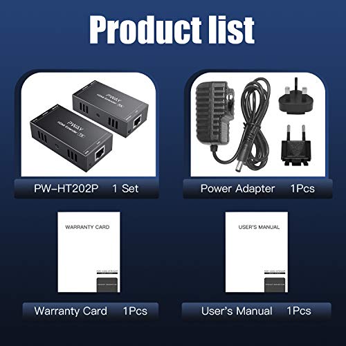 PW-HT202P(POC) HDMI Extender Extensor 165ft/50m Sin Comprimir Solo Cat6 Transmision sobre Soporte De Full HD 1080P 3D EDID uno Power Supply (UTP+RJ45+Transmisor+Receptor) PW-HT202P(POC) HDMI Extender Extensor 165ft/50m Sin Comprimir Solo Cat6 Transmision sobre Soporte De Full HD 1080P 3D EDID uno Power Supply (UTP+RJ45+Transmisor+Receptor)