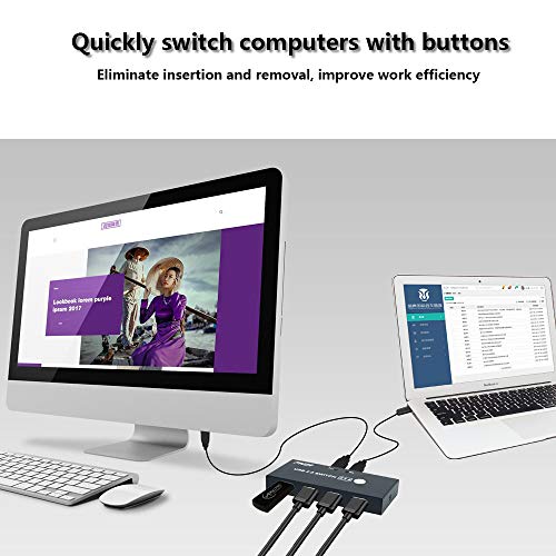 PW-SU0204 USB Switch KVM 2 PCs Entrada 4 Port USB 2.0 Salida Teclado y ratón U Impresora de Disco Compatible con Sistemas como Windows Mac Linux