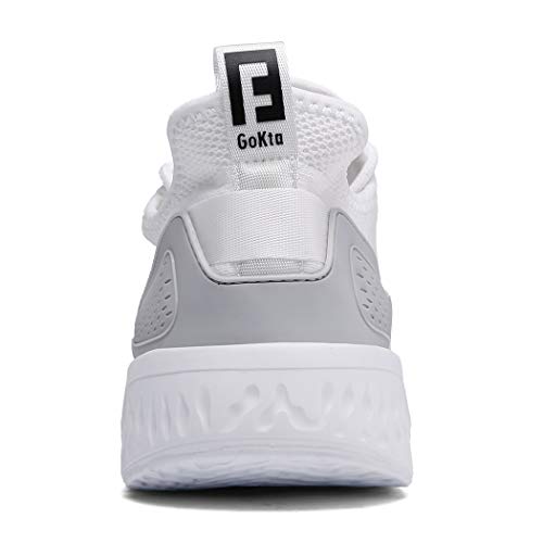Pyjacos Zapatillas de Deporte Respirable Sneakers Zapatillas Running para Unisex Blanco,47EU