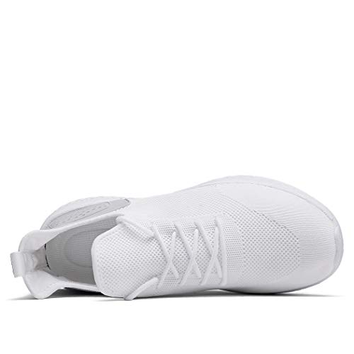 Pyjacos Zapatillas de Deporte Respirable Sneakers Zapatillas Running para Unisex Blanco,47EU