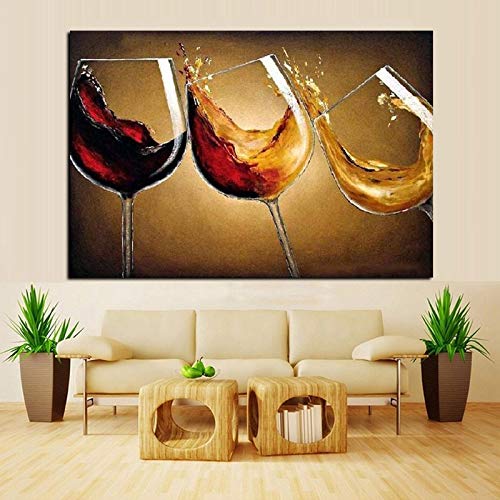 PYROJEWEL Pintura de Vino de Baile de Estilo Europeo sobre Lienzo, póster de Copa de Vino Tinto, Impresiones, Pintura sobre Lienzo, Comedor, decoración del hogar, 50x70cm sin Marco PYROJEWEL Pintura de Vino de Baile de Estilo Europeo sobre Lienzo, póster de Copa de Vino Tinto, Impresiones, Pintura sobre Lienzo, Comedor, decoración del hogar, 50x70cm sin Marco