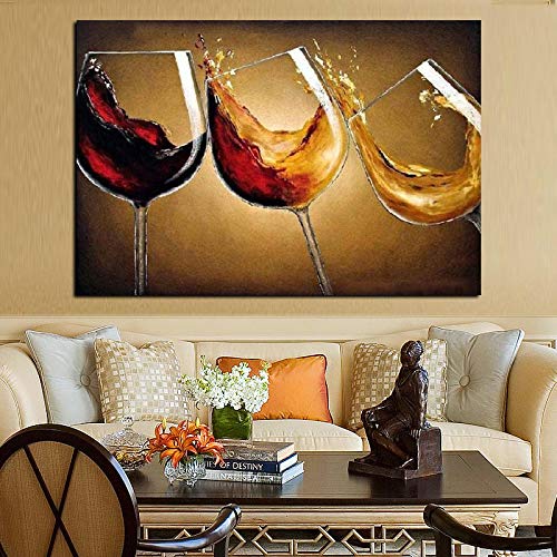 PYROJEWEL Pintura de Vino de Baile de Estilo Europeo sobre Lienzo, póster de Copa de Vino Tinto, Impresiones, Pintura sobre Lienzo, Comedor, decoración del hogar, 50x70cm sin Marco PYROJEWEL Pintura de Vino de Baile de Estilo Europeo sobre Lienzo, póster de Copa de Vino Tinto, Impresiones, Pintura sobre Lienzo, Comedor, decoración del hogar, 50x70cm sin Marco