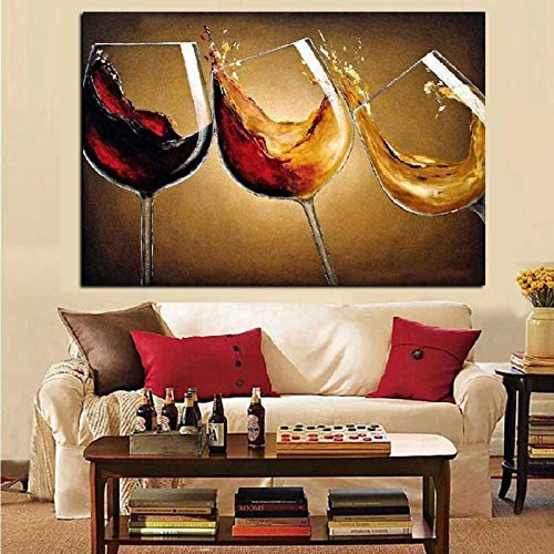 PYROJEWEL Pintura de Vino de Baile de Estilo Europeo sobre Lienzo, póster de Copa de Vino Tinto, Impresiones, Pintura sobre Lienzo, Comedor, decoración del hogar, 50x70cm sin Marco PYROJEWEL Pintura de Vino de Baile de Estilo Europeo sobre Lienzo, póster de Copa de Vino Tinto, Impresiones, Pintura sobre Lienzo, Comedor, decoración del hogar, 50x70cm sin Marco