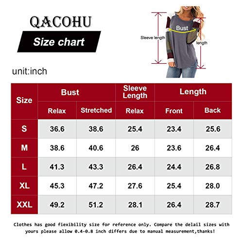 QAKEHU - Camiseta de manga larga para mujer gris XXL