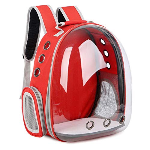 QDCITT Bolsa de hombro transparente con agujeros transpirables para la jaula de la mochila de exterior para mascotas, suministros de animales en venta al por mayor o al por menor (rojo)