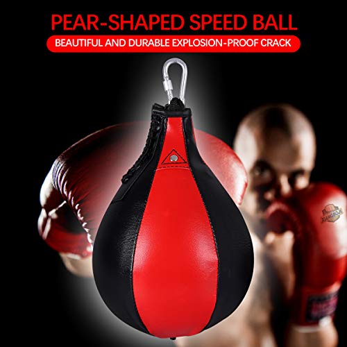 Qdreclod Cuero Peras de Boxeo de Velocidad, Saco de Boxeo Colgante con Inflador Conjunto de Entrenamiento para Entrenamiento Físico MMA Muay Thai o Entrenamiento Deportivo Qdreclod Cuero Peras de Boxeo de Velocidad, Saco de Boxeo Colgante con Inflador Conjunto de Entrenamiento para Entrenamiento Físico MMA Muay Thai o Entrenamiento Deportivo