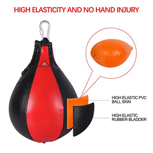 Qdreclod Cuero Peras de Boxeo de Velocidad, Saco de Boxeo Colgante con Inflador Conjunto de Entrenamiento para Entrenamiento Físico MMA Muay Thai o Entrenamiento Deportivo