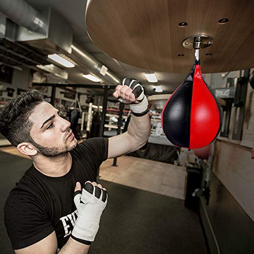 Qdreclod Cuero Peras de Boxeo de Velocidad, Saco de Boxeo Colgante con Inflador Conjunto de Entrenamiento para Entrenamiento Físico MMA Muay Thai o Entrenamiento Deportivo