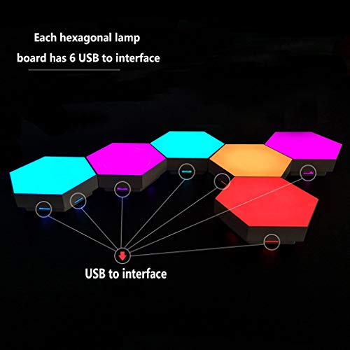 QFFL Paneles de luz Inteligentes Empalme de Luces LED Carga USB Hexagonal Lámparas de Pared Modulares Sensibles Al Tacto para Lámpara de Atracción de Decoración del Hogar Lámpara de Pared