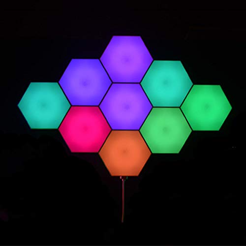 QFFL Paneles de luz Inteligentes Empalme de Luces LED Carga USB Hexagonal Lámparas de Pared Modulares Sensibles Al Tacto para Lámpara de Atracción de Decoración del Hogar Lámpara de Pared