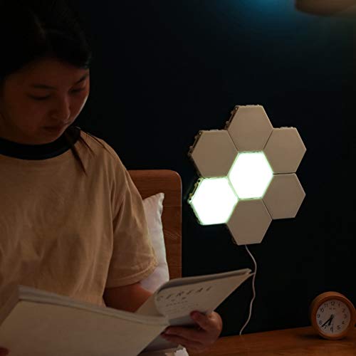 QFFL Paneles de luz Inteligentes Lámpara de Pared LED Lámparas Hexagonales Mini Touch Light Modulares Iluminación Sensible Al Tacto Luz Nocturna Luz Decoración Casera Creativa Lámpara de Pared