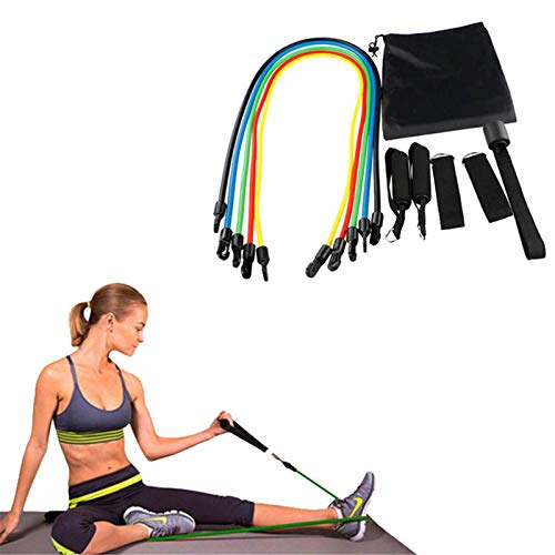 QFWM Bandas De Ejercicio11 Piezas Kits De Cuerda De Tracción Bandas De Resistencia para Ejercicios Ejercicios Equipo De Yoga para Entrenamiento Corporal DeportivoPara Yoga