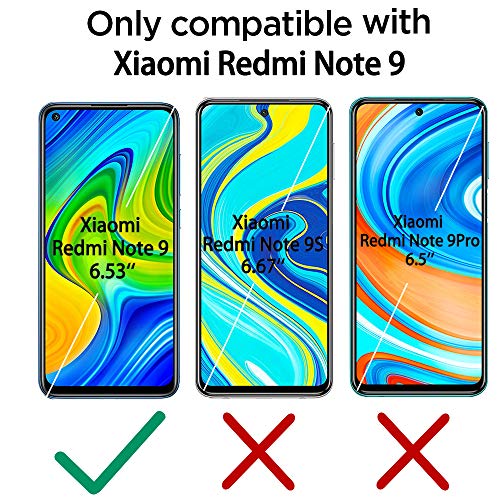 QHOHQ Funda para Xiaomi Redmi Note 9 con 2 Unidades Protector de Pantalla, Carcasa Anti-Choques y Anti- Arañazos - Cristal Templado Membrana - [9H Dureza] - [Anti-Arañazos]