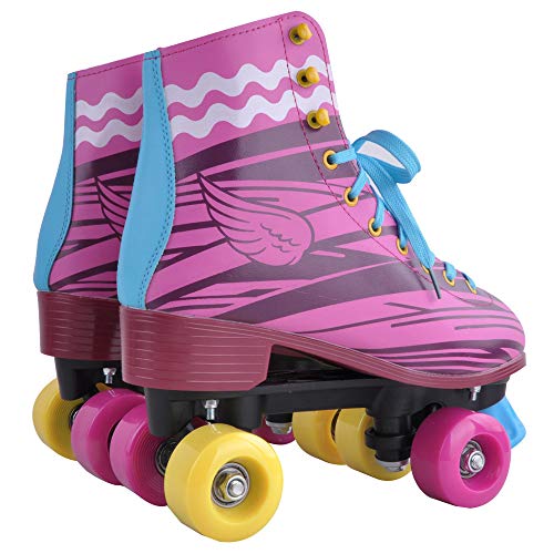 QIANG Patines De Ruedas Cuádruples para Niñas Y Mujeres Patines De Ruedas Divertidos con Cordones para Interiores/Exteriores para Niños,35