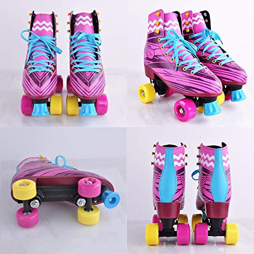 QIANG Patines De Ruedas Cuádruples para Niñas Y Mujeres Patines De Ruedas Divertidos con Cordones para Interiores/Exteriores para Niños,35