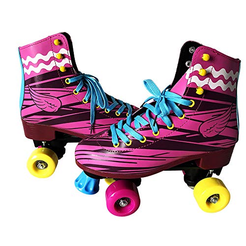 QIANG Patines De Ruedas Cuádruples para Niñas Y Mujeres Patines De Ruedas Divertidos con Cordones para Interiores/Exteriores para Niños,35