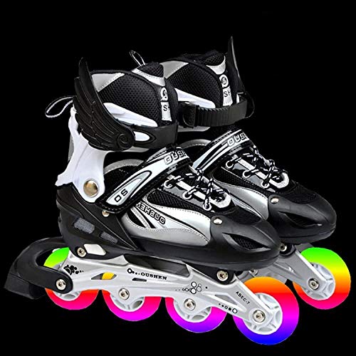 Qianqiusui Patinaje en línea Patines Patines Ajustables Adultos Deporte Negro sin Miedo Patines de Patinaje - Dar a Sus Regalos de los niños (Color : Red, Size : M)