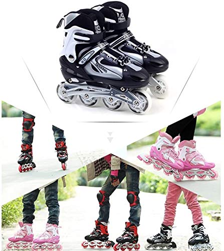 Qianqiusui Patinaje en línea Patines Patines Ajustables Adultos Deporte Negro sin Miedo Patines de Patinaje - Dar a Sus Regalos de los niños (Color : Red, Size : M)