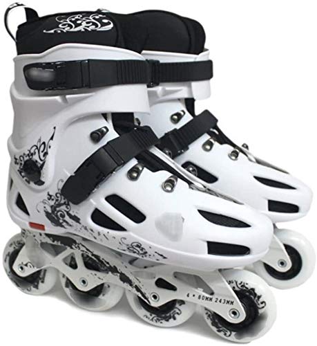 Qianqiusui Patines Patinaje en línea y sin Miedo Patines de Patinaje de Velocidad Ajustable patín de los niños Deportes Hombres y Mujeres - Regalos a los niños (Color : White, Size : 41)