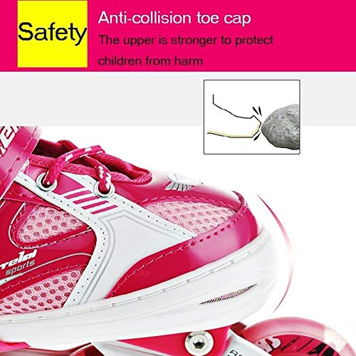 Qianqiusui Patines Patinaje en línea y sin Miedo Patines de Patinaje de Velocidad Ajustable patín de los niños Deportes Hombres y Mujeres - Regalos a los niños (Color : Red, Size : M)