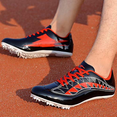 Qianyuyu Pista Y Campo Zapatos, Picos De Obstáculo Salto De Longitud Spikes Running Spikes Zapatilla Correr Salto de Longitud Media y Larga Distancia Correr Zapatos de Uñas,001,44EU