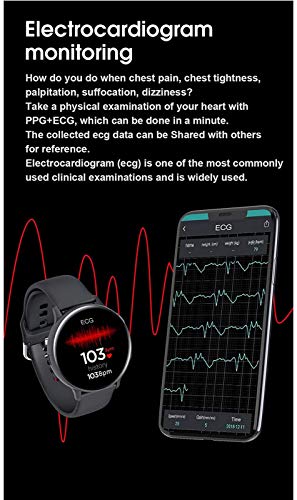 QIAO Reloj Inteligente con Pantalla Táctil De,Reloj Inteligente con Bluetooth, Frecuencia Cardíaca, Presión Arterial, Monitor De Frecuencia Cardíaca, Reloj Inteligente Impermeable Ip68