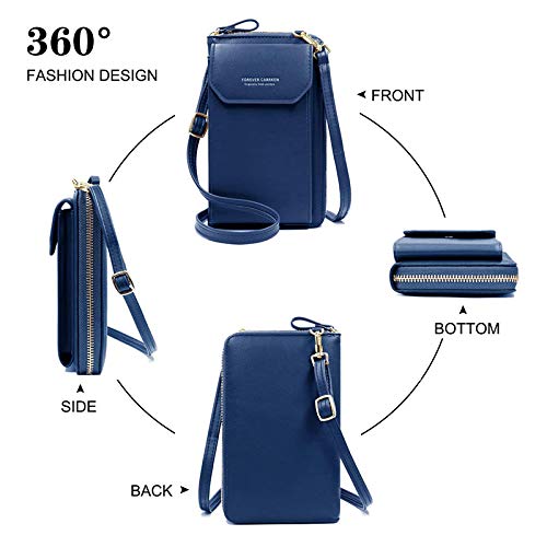 QiaoNai Bolso Movil Mujer Bolso Bandolera Móvil Bolso Pequeño Bandolera para Damas Bolso de Teléfono Móvil para Mujer Monedero de Cartera Cruzada Mini (BU)