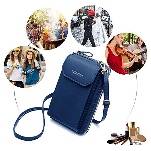 QiaoNai Bolso Movil Mujer Bolso Bandolera Móvil Bolso Pequeño Bandolera para Damas Bolso de Teléfono Móvil para Mujer Monedero de Cartera Cruzada Mini (BU)