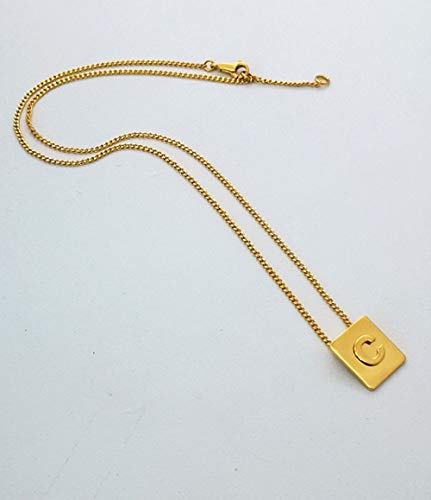 Qier Collar De Mujer,Exquisita Cadena Chapada En Oro De 18 Quilates, Golden Square 26 Letras Inglesas Colgante De Joyería, Simple Y Elegante Accesorio De Moda Love Gift, Q