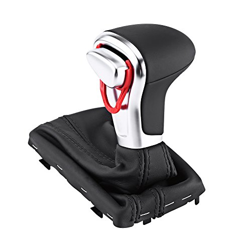 Qiilu Nueva Pomos Palanca de Cambio +Bota Cuello de Cuero Negro para Audi A5 A4L Q5 B8 B8PA Qiilu Nueva Pomos Palanca de Cambio +Bota Cuello de Cuero Negro para Audi A5 A4L Q5 B8 B8PA