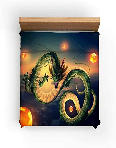 Qingxsm Dragon Ball Z Juego de Cama de 3 Piezas Microfibra Juego de Funda Nordica 135x200 cm(para Cama 90cm) Incluir 2 Funda de Almohada 50x75 cm + Ultra Suave Funda Edredon con Cierre