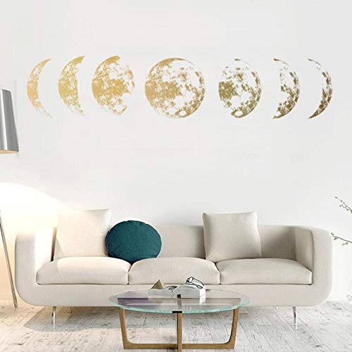 Qinlee. Simple Golden Moon Phase Etiqueta De La Pared Imagen De Ebay Decoración De La Pared De La Luna Una Pieza Etiqueta De Una Pieza Tamaño 60 * 40cm Material De PVC
