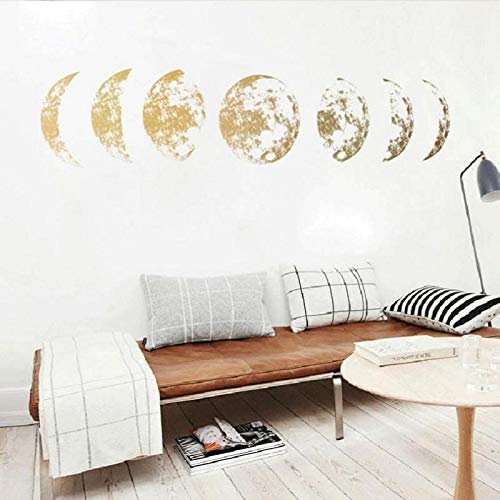 Qinlee. Simple Golden Moon Phase Etiqueta De La Pared Imagen De Ebay Decoración De La Pared De La Luna Una Pieza Etiqueta De Una Pieza Tamaño 60 * 40cm Material De PVC