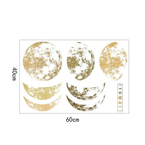 Qinlee. Simple Golden Moon Phase Etiqueta De La Pared Imagen De Ebay Decoración De La Pared De La Luna Una Pieza Etiqueta De Una Pieza Tamaño 60 * 40cm Material De PVC