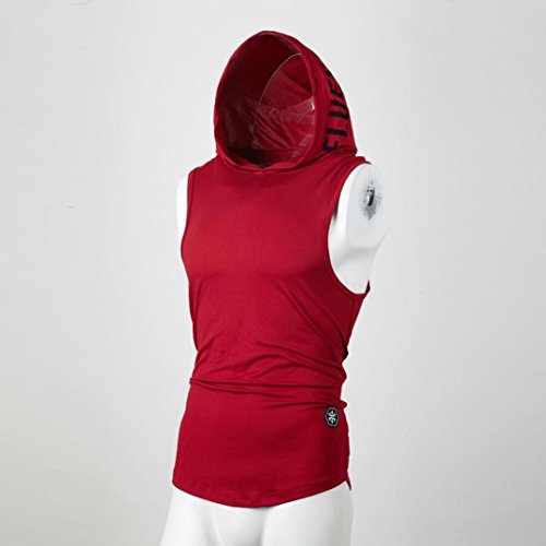 QinMM Camiseta con Capucha de Tirantes Deportes para Hombre, Tops Camisa sin Mangas de Verano Fitness (M, Rojo) QinMM Camiseta con Capucha de Tirantes Deportes para Hombre, Tops Camisa sin Mangas de Verano Fitness (M, Rojo)