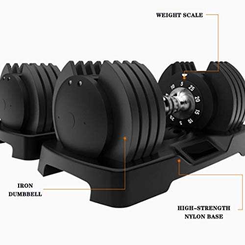 Qinmo Artículos deportivos, Pesas for gimnasia pesas Conjunto de Hogares silencioso inteligente mancuernas cubierta Cinco velocidad rápida Ajuste de la pesa (Color: Negro + plata, tamaño: 5-25lb), Tam