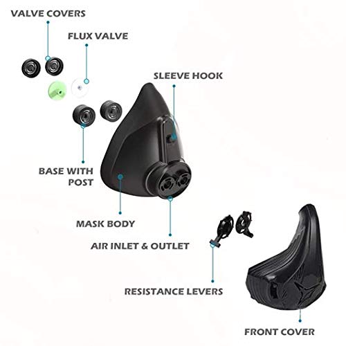 Qise Máscara de entrenamiento deportiva con capacidad vital para correr, 48 niveles de resistencia respiratoria, máscara de entrenamiento, resistencia a la carrera, respiración de oxígeno para adultos Qise Máscara de entrenamiento deportiva con capacidad vital para correr, 48 niveles de resistencia respiratoria, máscara de entrenamiento, resistencia a la carrera, respiración de oxígeno para adultos