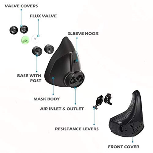 Qise Máscara de entrenamiento deportiva con capacidad vital para correr, 48 niveles de resistencia respiratoria, máscara de entrenamiento, resistencia a la carrera, respiración de oxígeno para adultos