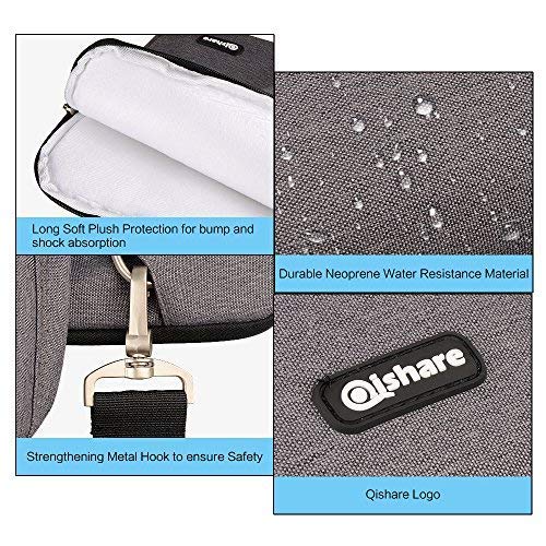 Qishare 13.3-14 pulgadas de tela de poliéster multifuncional impermeable bolso de hombro del ordenador portátil, correa de hombro ajustable y mango supresible, maletín portátil de la manga para Chromebook / Macbook / Ultrabook(13,3-14 pulgadas, Gris)