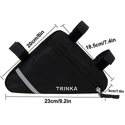 QitinDasen Premium Bolso Triángulo de Bicicleta, Bolsa de Marco de Tubo Delantero de Bicicleta, Bolsa Triangular Impermeable (Negro)