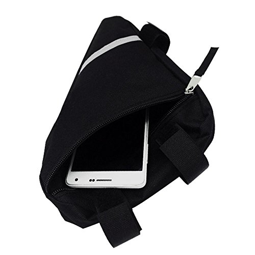 QitinDasen Premium Bolso Triángulo de Bicicleta, Bolsa de Marco de Tubo Delantero de Bicicleta, Bolsa Triangular Impermeable (Negro)