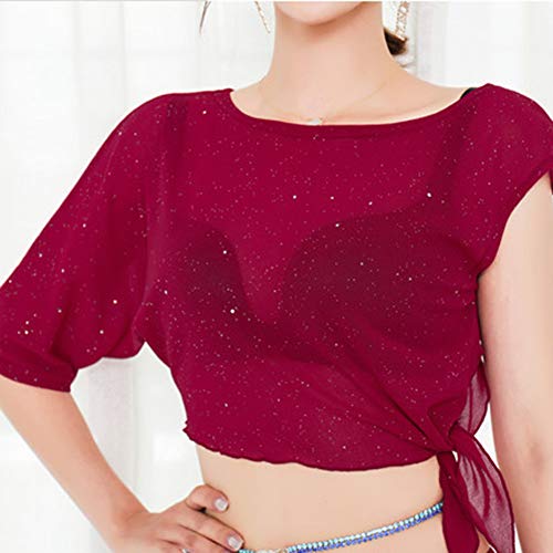 QitunC Conjunto De Danza del Vientre para Mujeres Trajes De Rendimiento De Danza Tops Y Faldas De Hendidura Vino Rojo M QitunC Conjunto De Danza del Vientre para Mujeres Trajes De Rendimiento De Danza Tops Y Faldas De Hendidura Vino Rojo M