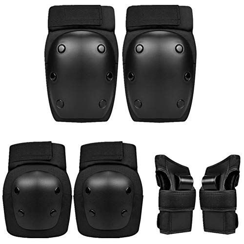 QIUBD Protección Patinaje, Protección Infantil Consta De Casco Ajustable Rodilleras Coderas, Urban Skate/Scooter Skate/en Línea Patinaje Ciclismo Y Deportes Extremos (Matte Black)