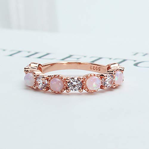 Qixuan Mujer Proteína Ojo de Gato Aobao Color Anillo Chapado en Oro Rosa Temperamento Anillo de Diamante hipoalergénico Regalo 6