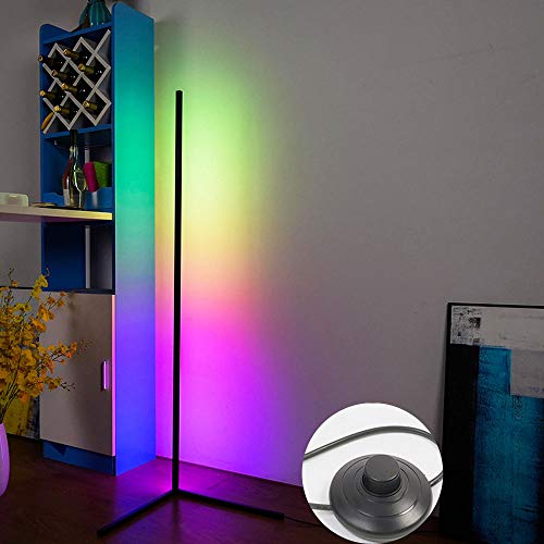 QJUZO Moderna LED Lámpara de Pie RGB Regulable con Control Remoto Lámpara de Suelo Luz Blanca y Color 20W para Salón, Dormitorio y Oficina Decoración 140cm