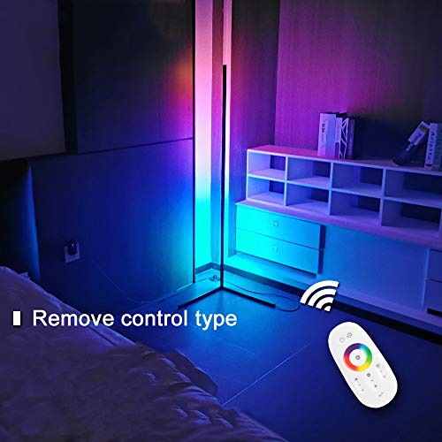 QJUZO Moderna LED Lámpara de Pie RGB Regulable con Control Remoto Lámpara de Suelo Luz Blanca y Color 20W para Salón, Dormitorio y Oficina Decoración 140cm