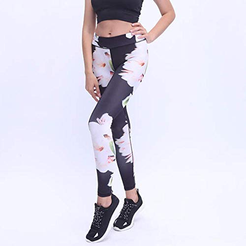 QKDJ Cintura Alta Pantalones de Yoga Fitness Cintura Alta Pantalones Camo Seamless Women s Impreso Hip-up Pantalones de Yoga Transpirables Ejercicio Running-White_M