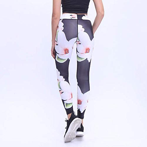 QKDJ Cintura Alta Pantalones de Yoga Fitness Cintura Alta Pantalones Camo Seamless Women s Impreso Hip-up Pantalones de Yoga Transpirables Ejercicio Running-White_M