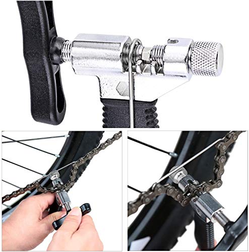 QKURT Divisor de cadena de bicicleta + 3 pares de eslabones de bicicleta perdidos, herramienta de interruptor de corte de cadena de bicicleta universal para cadena de bicicleta de 7 8 9 10 velocidades